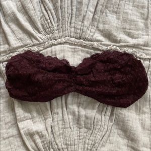 Free People Burgundy Lace Strappy Bandeau Bralette
